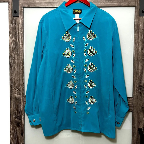 Bob Mackie Jackets & Blazers - Vintage Bob Mackie Artsy Embroidered Floral Jacket/Blazer Full Zip Women’s 2x